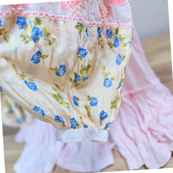 NWT Free People Pink Floral Patchwork Tassel Tunic Boho Peasant Festival Large - Picture 8 of 11